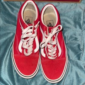 Vans Red and White Classic Sneakers